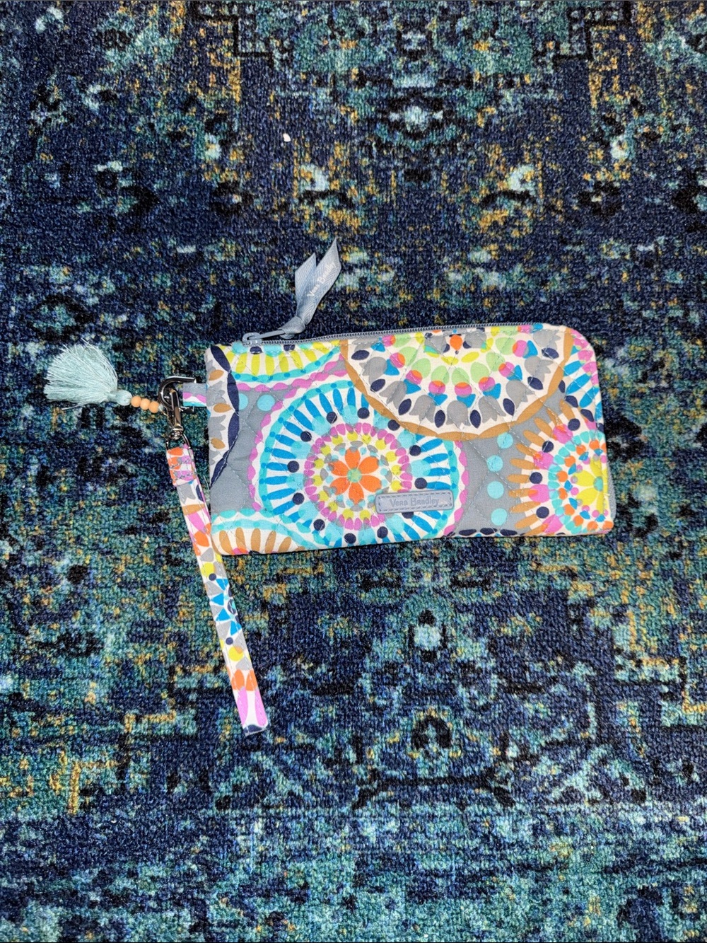 Vera Bradley Multicolor Mosaic Clear ID Wristlet